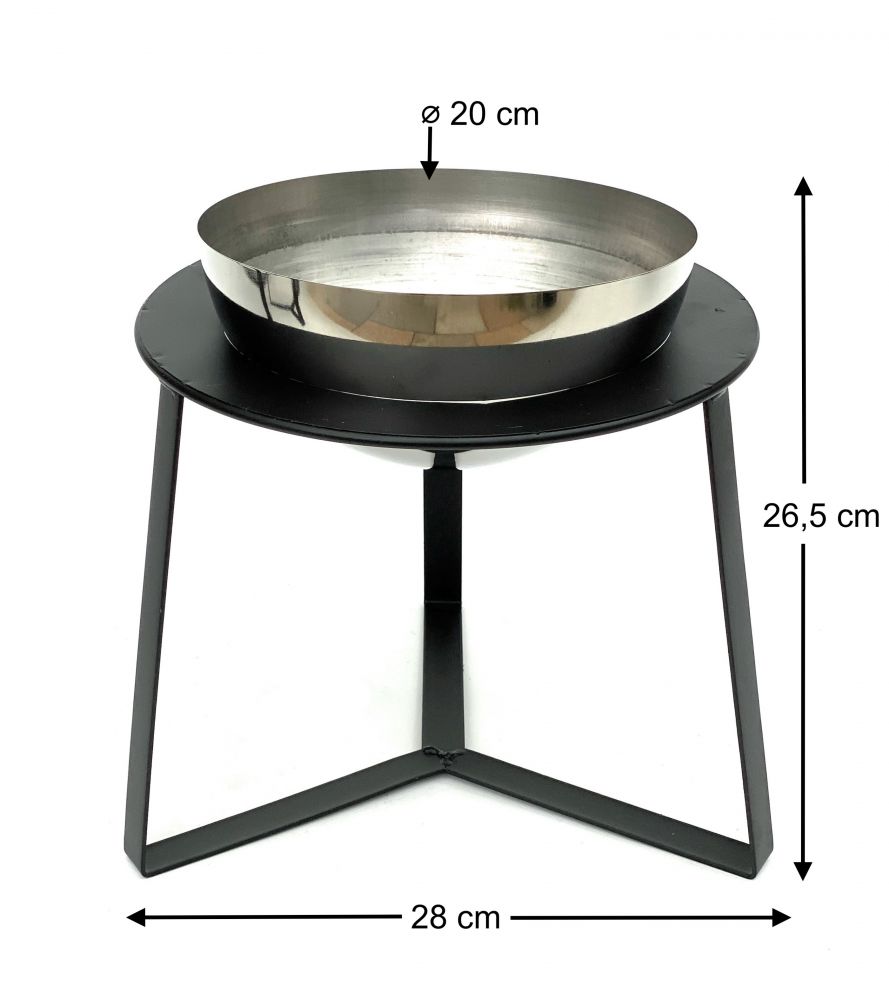 DanDiBo Flower Stool Metal with Pot Black Silver 27 cm Flower Stand 96091 M Flower Column Modern Plant Stand Plant Stool