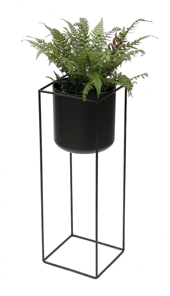 DanDiBo Flower Stool with Pot Metal Black Angular 60 cm Flower Stand 96023 Flower Column Modern Plant Stand Plant Stool