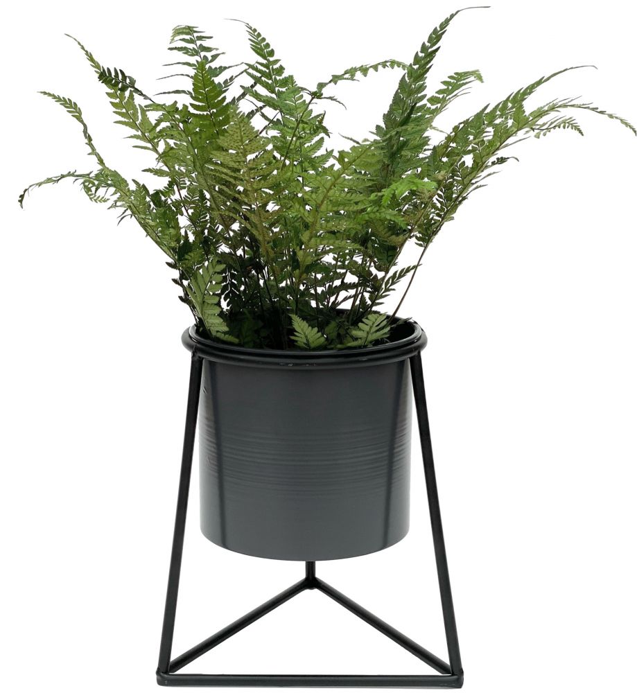 DanDiBo Flower Stool with Pot Metal Black S 25 cm Flower Stand 96052 Flower Column Modern Plant Stand Plant Stool