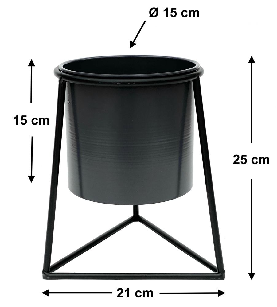 DanDiBo Flower Stool with Pot Metal Black S 25 cm Flower Stand 96052 Flower Column Modern Plant Stand Plant Stool