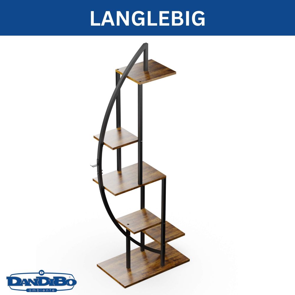 DanDiBo Plant Stand Indoor 160 cm High Metal Black Half Round 96645 Large Flower Shelf Round Plant Stand Modern Design