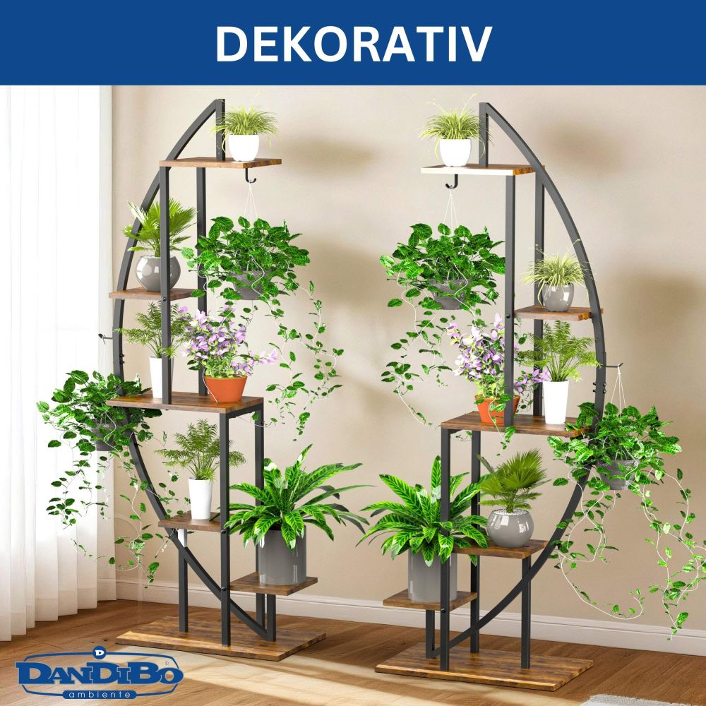 DanDiBo Plant Stand Indoor 160 cm High Metal Black Round 96644 Large Flower Shelf Half Round Plant Stand Modern Design