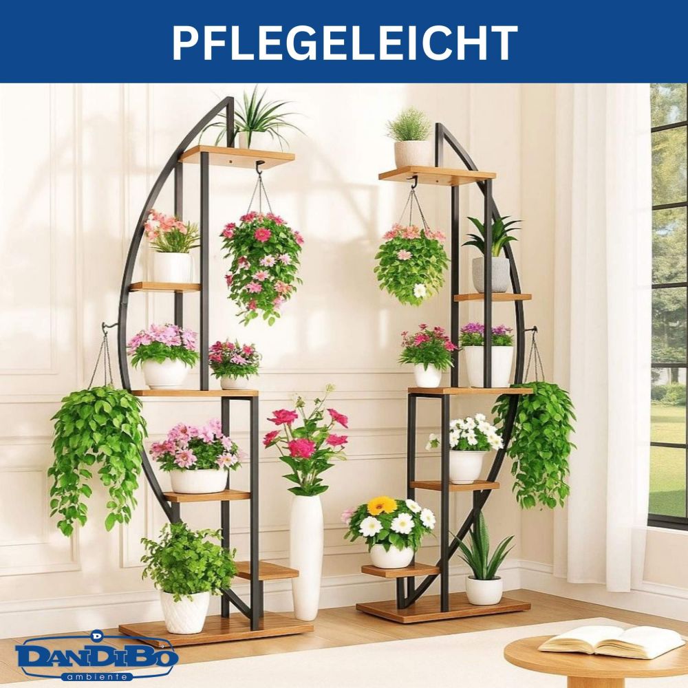 DanDiBo Plant Stand Indoor 160 cm High Metal Black Round 96644 Large Flower Shelf Half Round Plant Stand Modern Design