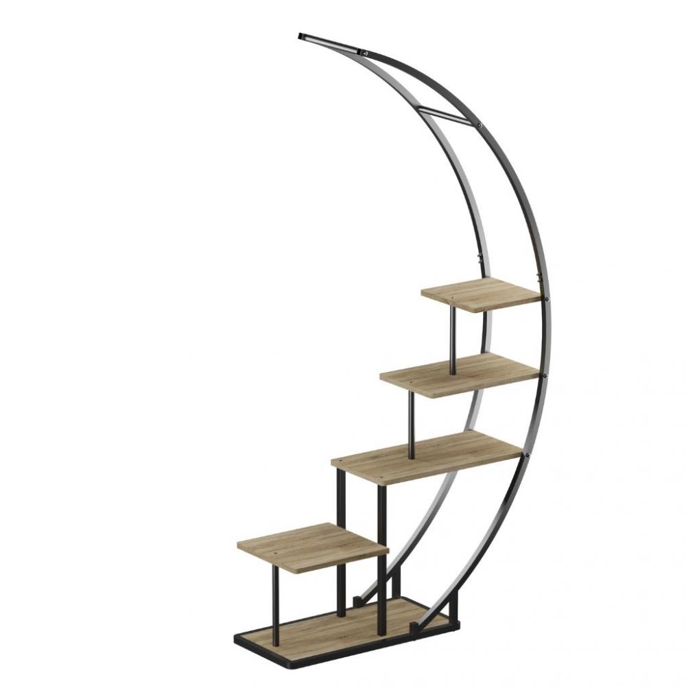DanDiBo Pflanzenregal Indoor Blumenregal 170 cm Hoch Metall Schwarz Halbrund 96699 Blumentreppe Groß Rund Pflanzenständer plant stand