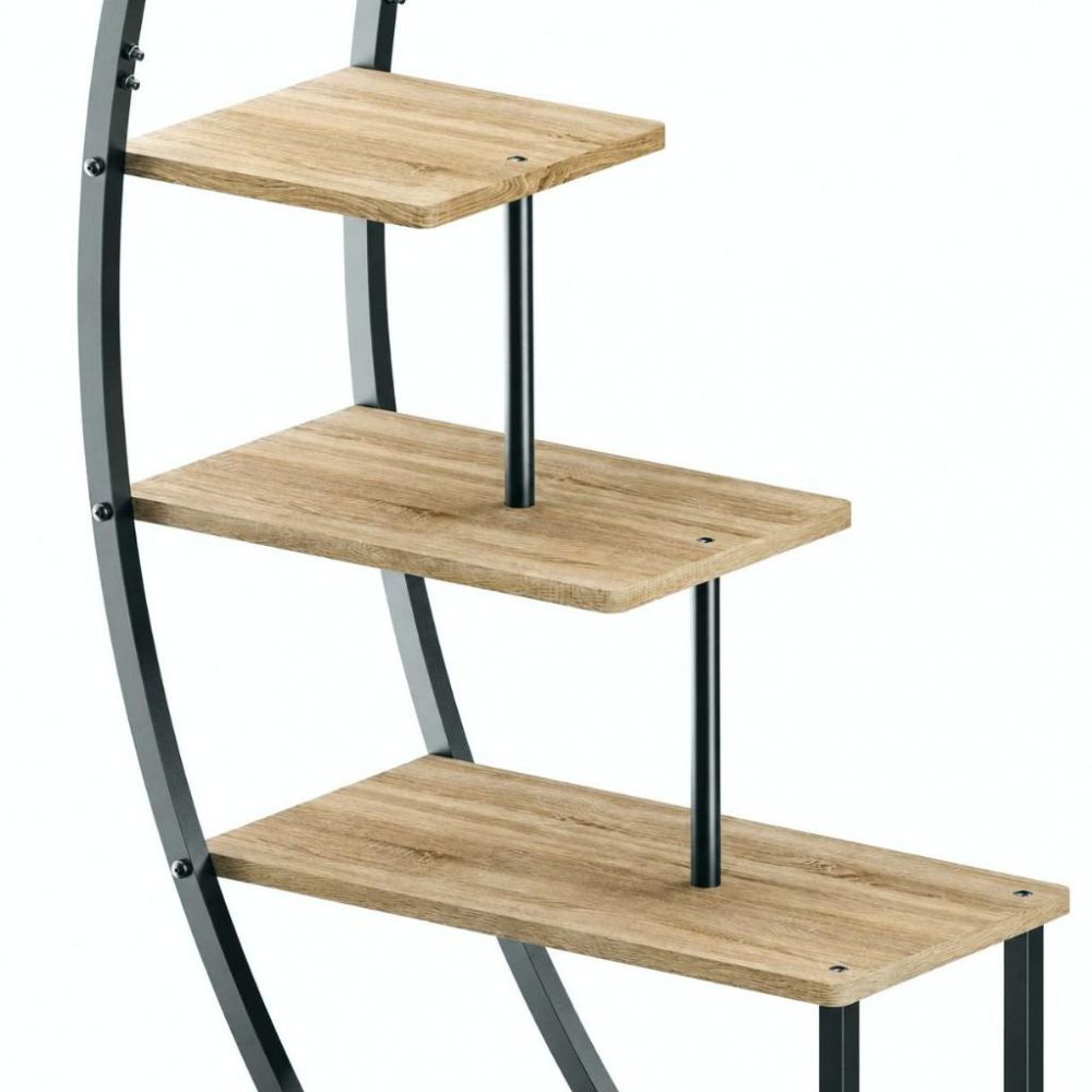 DanDiBo Pflanzenregal Indoor Blumenregal 170 cm Hoch Metall Schwarz Halbrund 96699 Blumentreppe Groß Rund Pflanzenständer plant stand