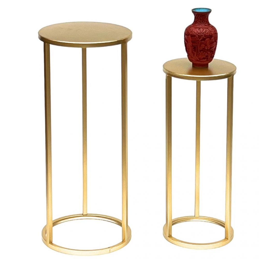 DanDiBo Metal Plant Stand Gold Round 96510 Set of 3 Plant Stands Flower Stools Side Tables Flower Columns Modern Plant Holders