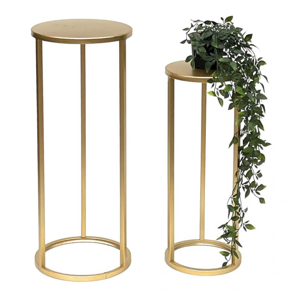 DanDiBo Metal Plant Stand Gold Round 96510 Set of 3 Plant Stands Flower Stools Side Tables Flower Columns Modern Plant Holders