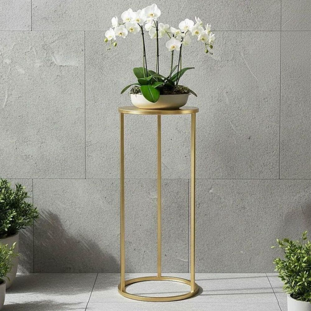 DanDiBo Blumenständer Metall Gold Rund 96510L 70 cm Set Pflanzenständer Blumenhocker Beistelltisch Blumensäule Modern Pflanzenhocker