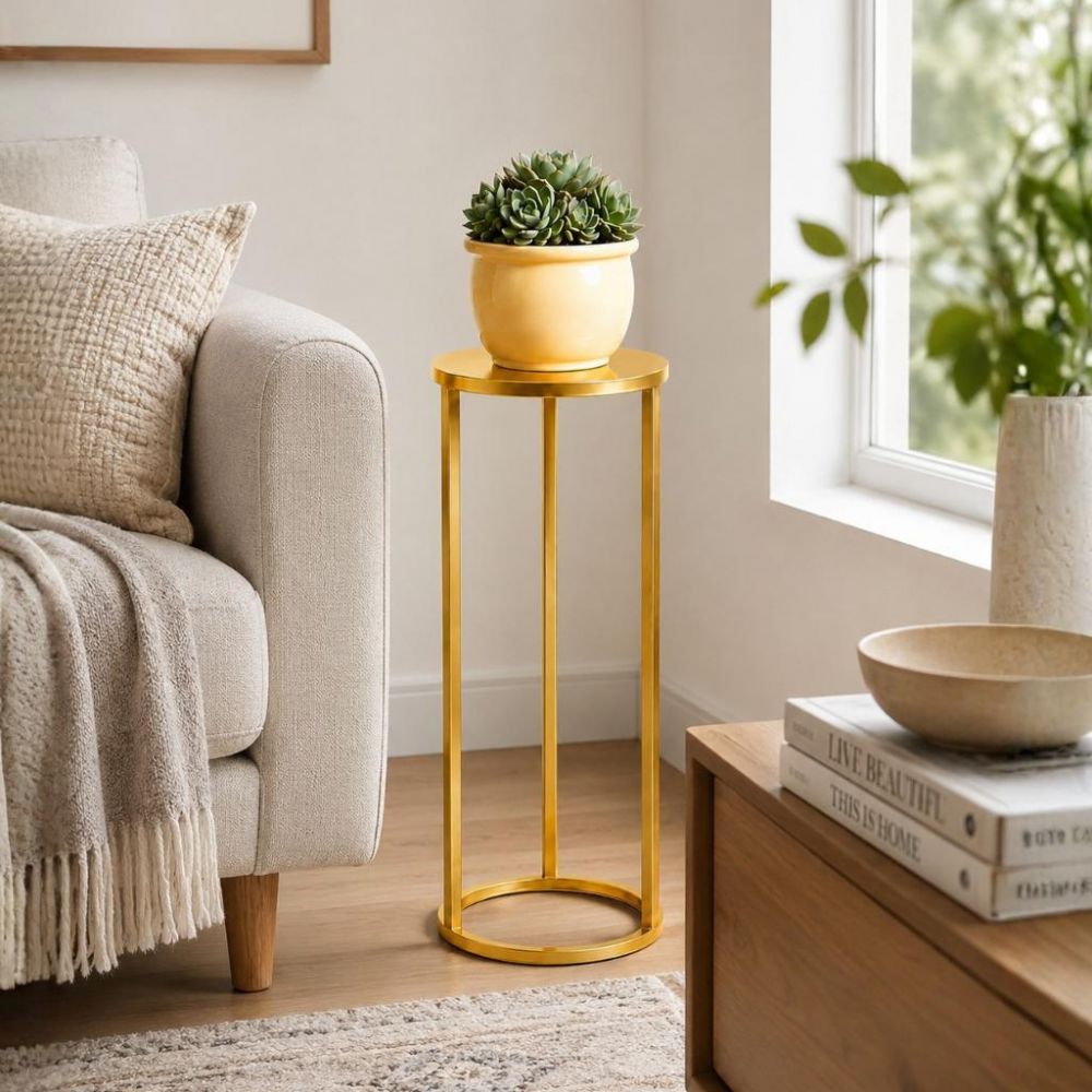 DanDiBo Blumenständer Metall Gold Rund 96510M 60 cm Set Pflanzenständer Blumenhocker Beistelltisch Blumensäule Modern Pflanzenhocker