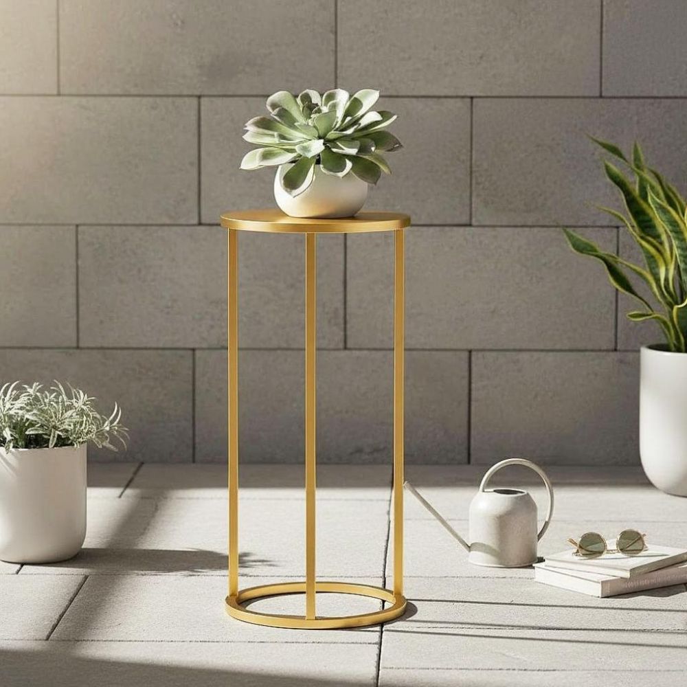 DanDiBo Blumenständer Metall Gold Rund 96510M 60 cm Set Pflanzenständer Blumenhocker Beistelltisch Blumensäule Modern Pflanzenhocker