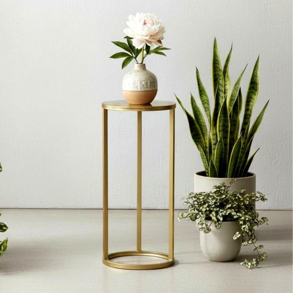 DanDiBo Metal Plant Stand Gold Round 96510 S 50 cm Set Plant Holder Flower Stool Side Table Flower Column Modern Plant Stand