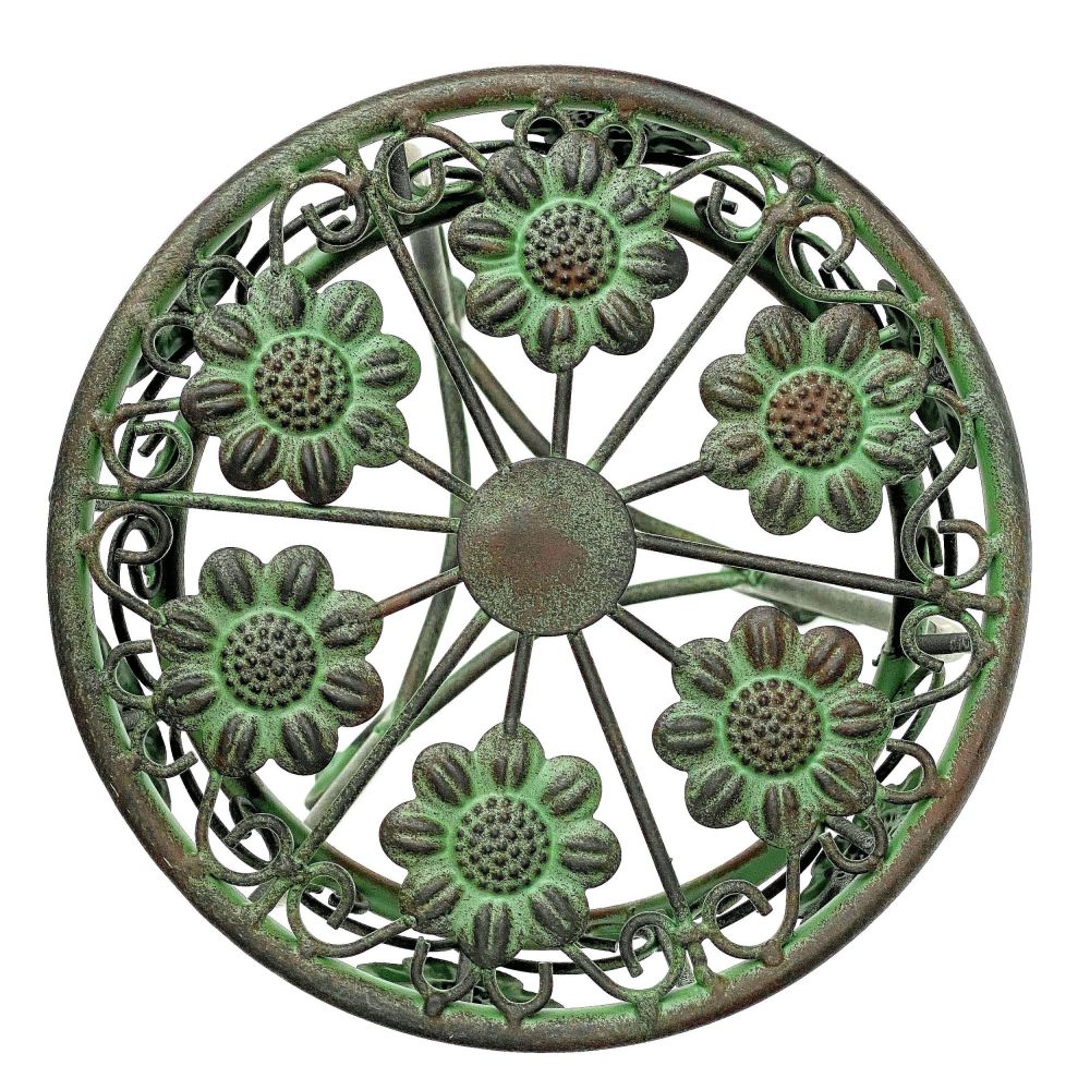 DanDiBo Blumenständer Metall Grün Patina Rund 96008 S Pflanzenständer 50 cm Blumenhocker Beistelltisch Blumensäule Pflanzenhocker