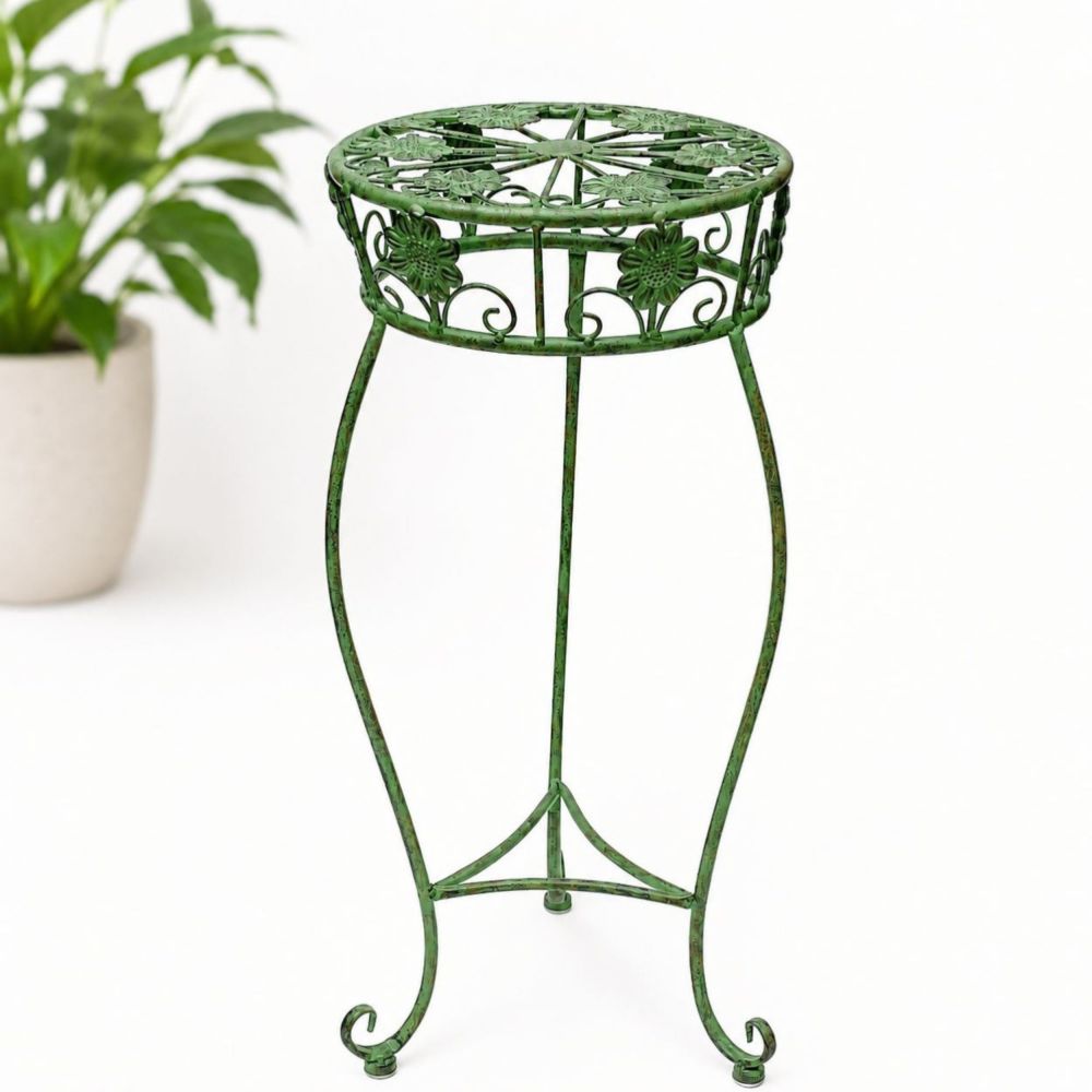 DanDiBo Flower Stand Metal Green Patina Round 96008 M Plant Stand 60 cm Flower Stool Side Table Flower Pedestal Plant Stool