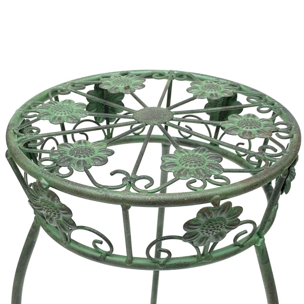DanDiBo Flower Stand Metal Green Patina Round 96008 M Plant Stand 60 cm Flower Stool Side Table Flower Pedestal Plant Stool