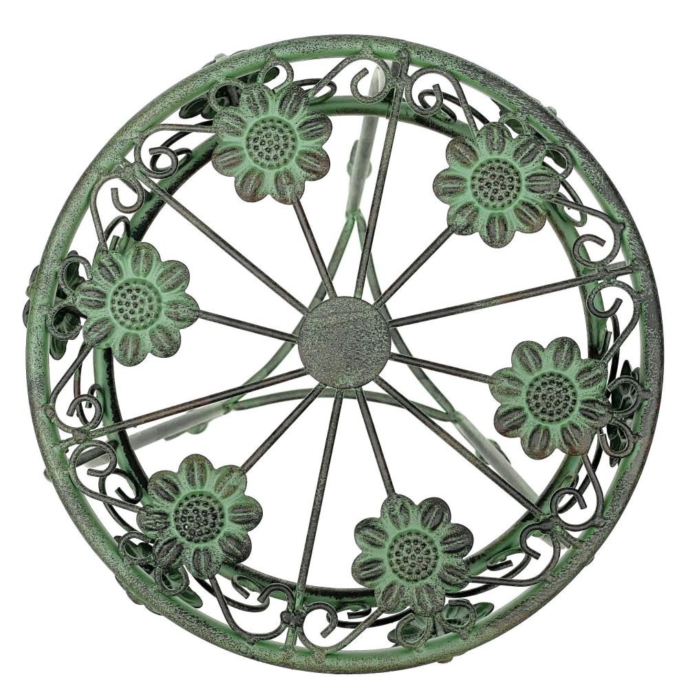 DanDiBo Flower Stand Metal Green Patina Round 96008 M Plant Stand 60 cm Flower Stool Side Table Flower Pedestal Plant Stool