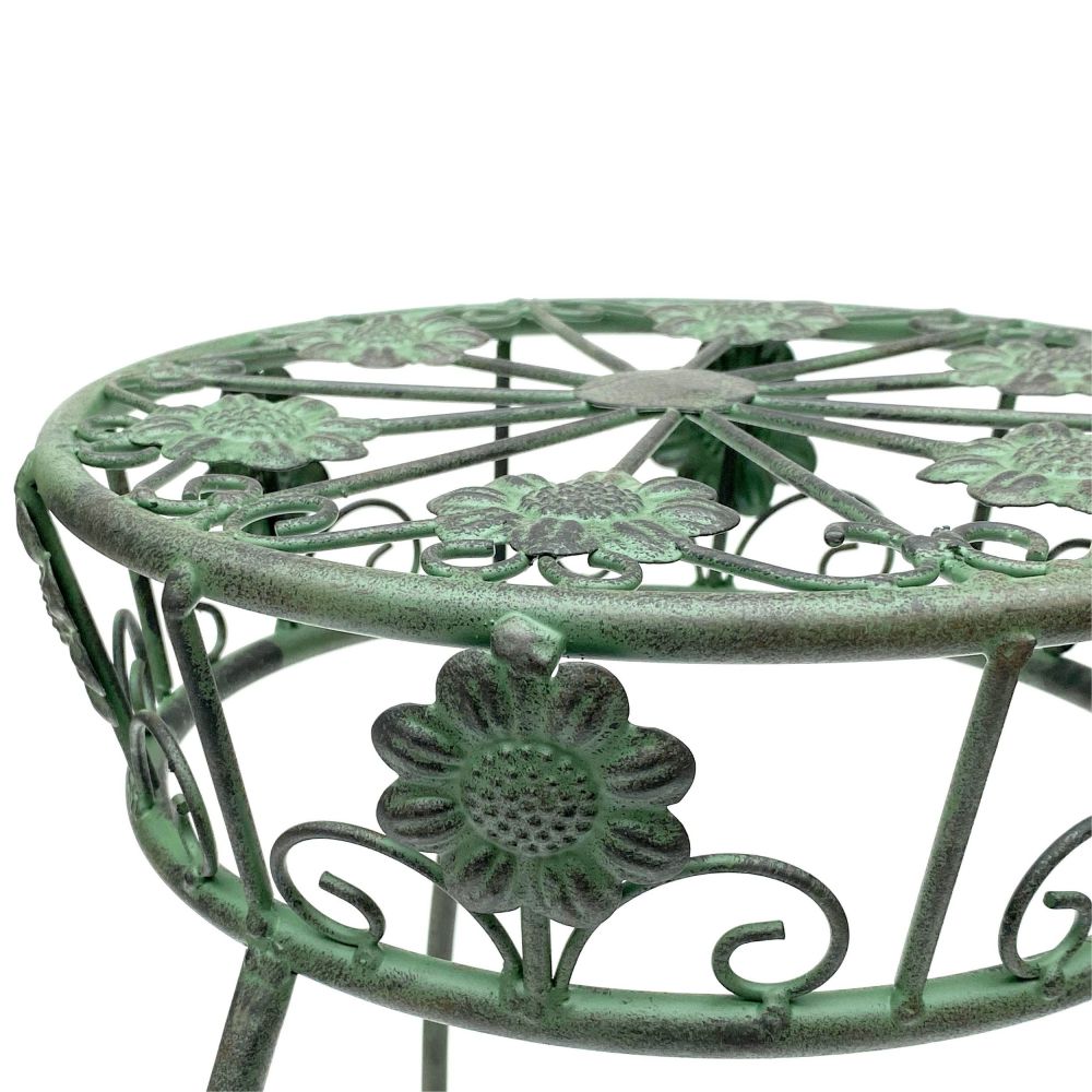 DanDiBo Flower Stand Metal Green Patina Round 96008 M Plant Stand 60 cm Flower Stool Side Table Flower Pedestal Plant Stool