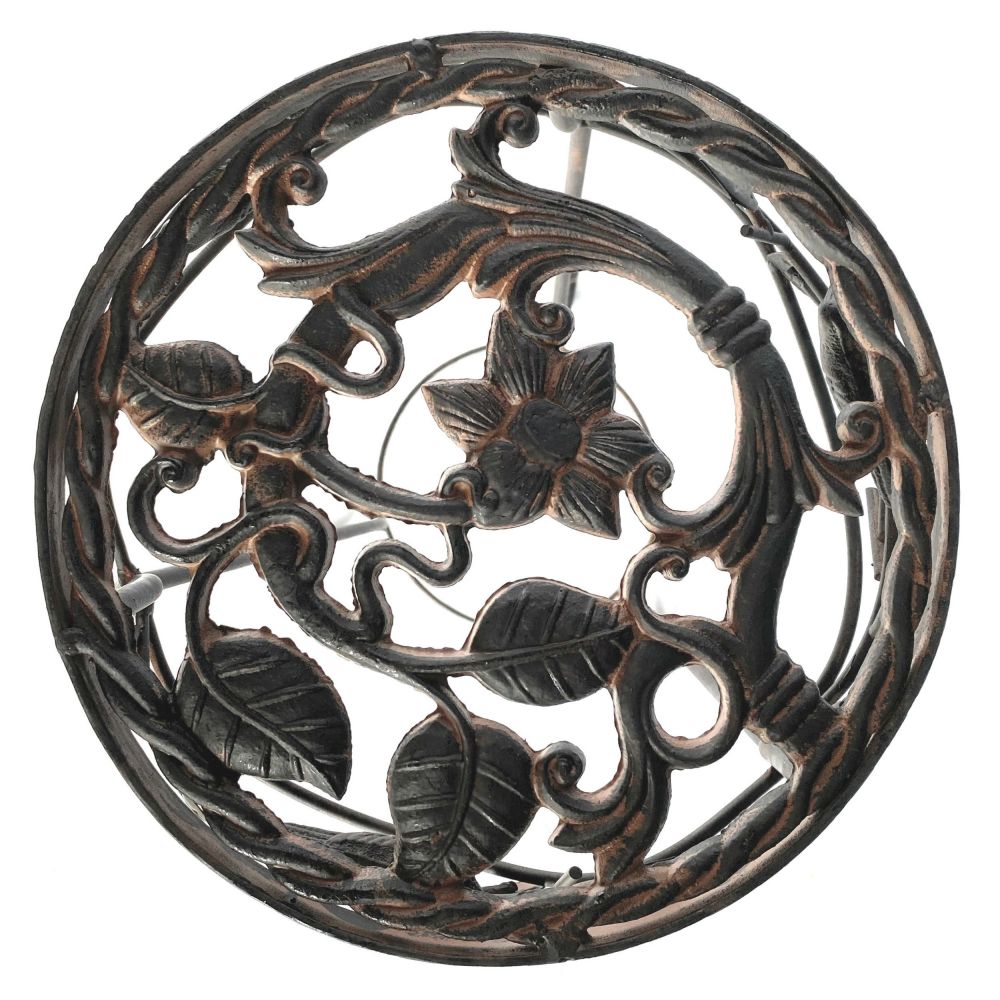 DanDiBo Blumenständer Metall Schwarz / Braun Antik Rund 18215 52 cm  Pflanzenständer Blumenhocker Beistelltisch Blumensäule Pflanzenhocker