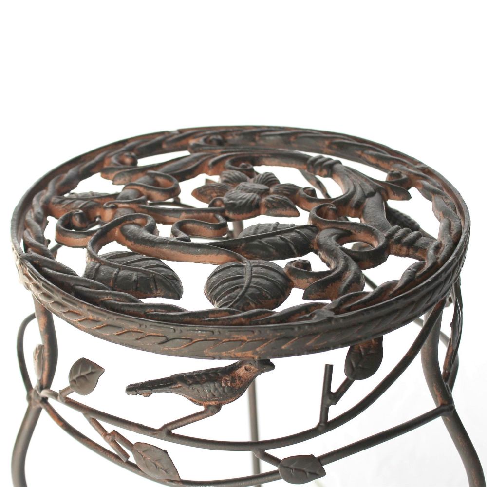 DanDiBo Blumenständer Metall Schwarz /Braun Antik Rund 18215 78 cm Pflanzenständer Blumenhocker Beistelltisch Blumensäule Pflanzenhocker