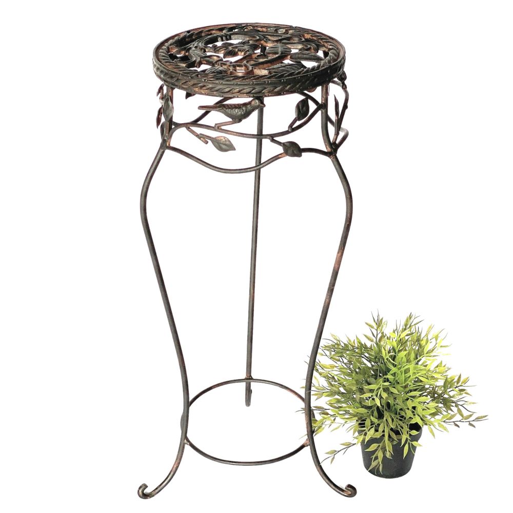 DanDiBo Blumenständer Metall Schwarz /Braun Antik Rund 18215 78 cm Pflanzenständer Blumenhocker Beistelltisch Blumensäule Pflanzenhocker