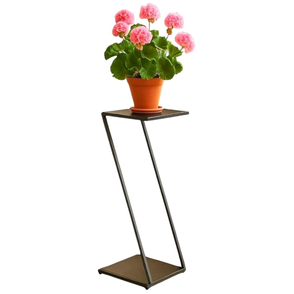 DanDiBo Blumenständer Metall Schwarz Eckig 80 cm Z-Form 96641 Pflanzenständer Blumenhocker Beistelltisch Design Modern