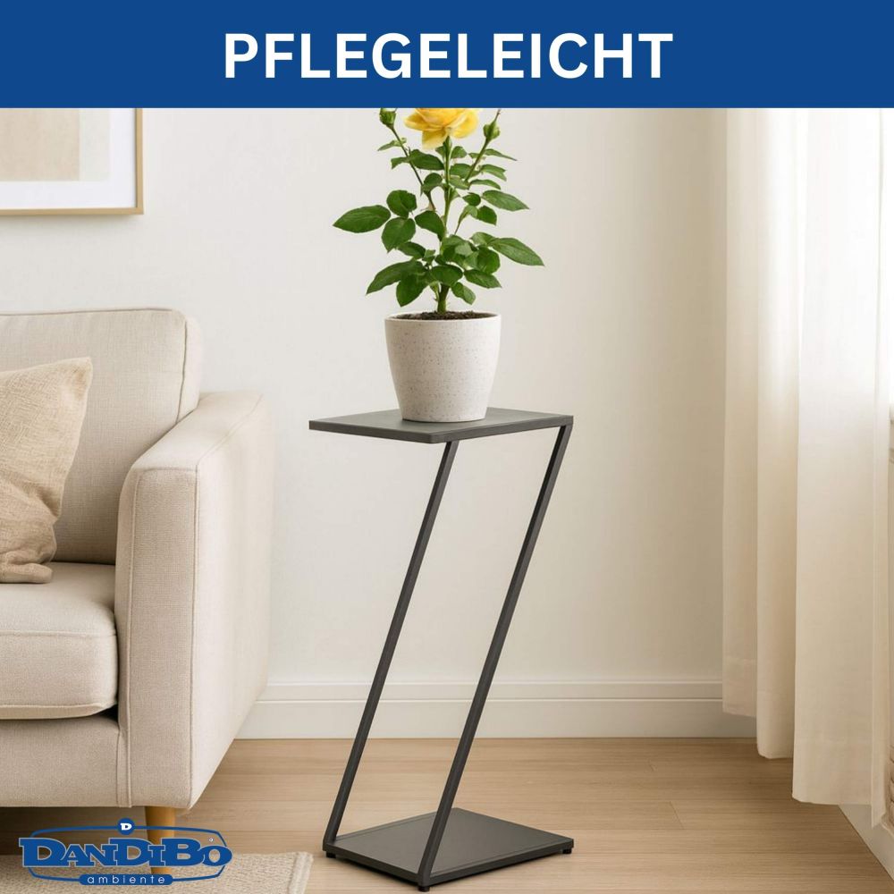 DanDiBo Blumenständer Metall Schwarz Eckig 80 cm Z-Form 96641 Pflanzenständer Blumenhocker Beistelltisch Design Modern
