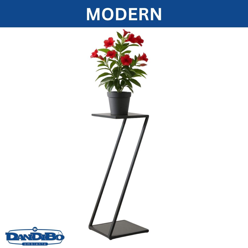 DanDiBo Blumenständer Metall Schwarz Eckig 80 cm Z-Form 96641 Pflanzenständer Blumenhocker Beistelltisch Design Modern