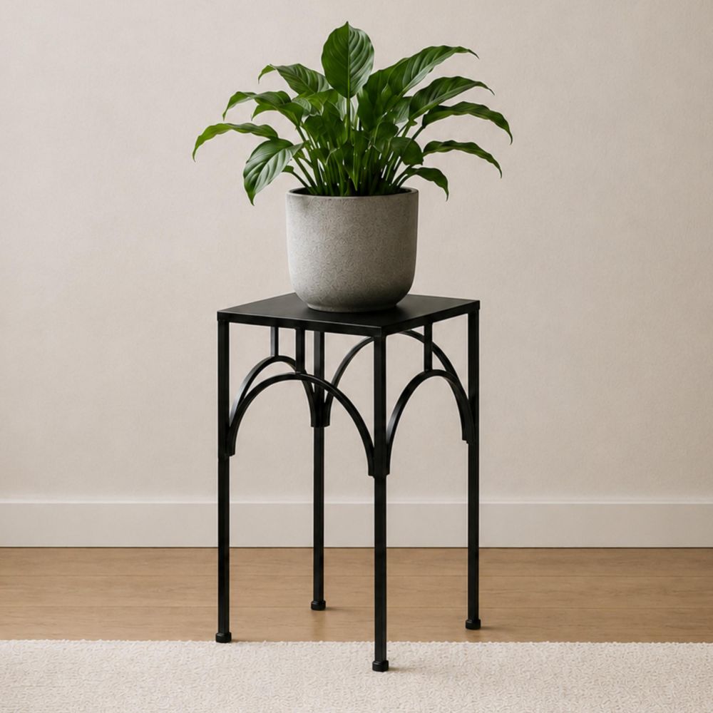 DanDiBo Blumenständer Metall Schwarz Eckig 96449 L 38 cm Pflanzenständer Blumenhocker Beistelltisch Blumensäule Modern Pflanzenhocker