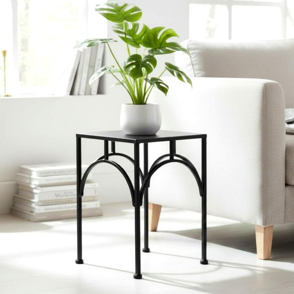 DanDiBo Blumenständer Metall Schwarz Eckig 96449 L 38 cm Pflanzenständer Blumenhocker Beistelltisch Blumensäule Modern Pflanzenhocker