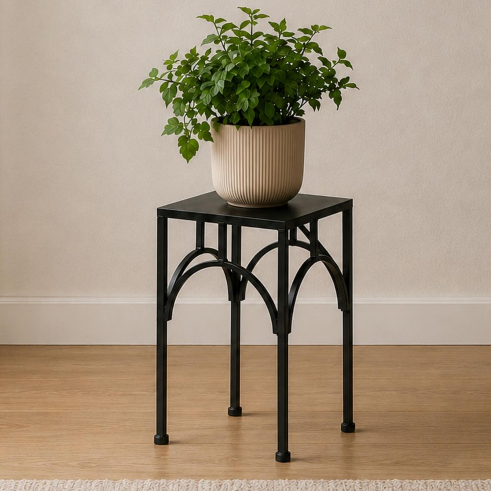 DanDiBo Blumenständer Metall Schwarz Eckig 96449 S 28 cm Pflanzenständer Blumenhocker Beistelltisch Blumensäule Modern Pflanzenhocker