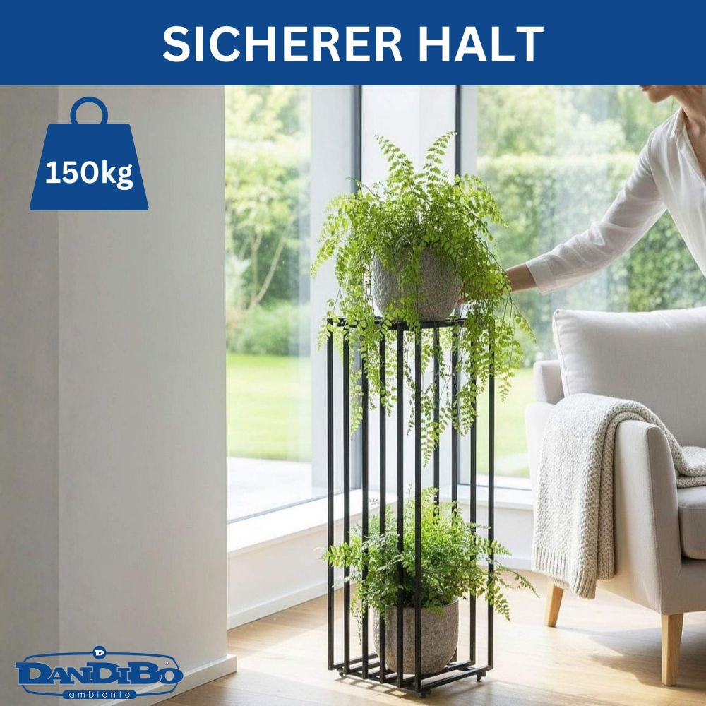 DanDiBo Flower Stand Metal Black Square 96609 Plant Stand Side Table Modern Design Indoor Outdoor