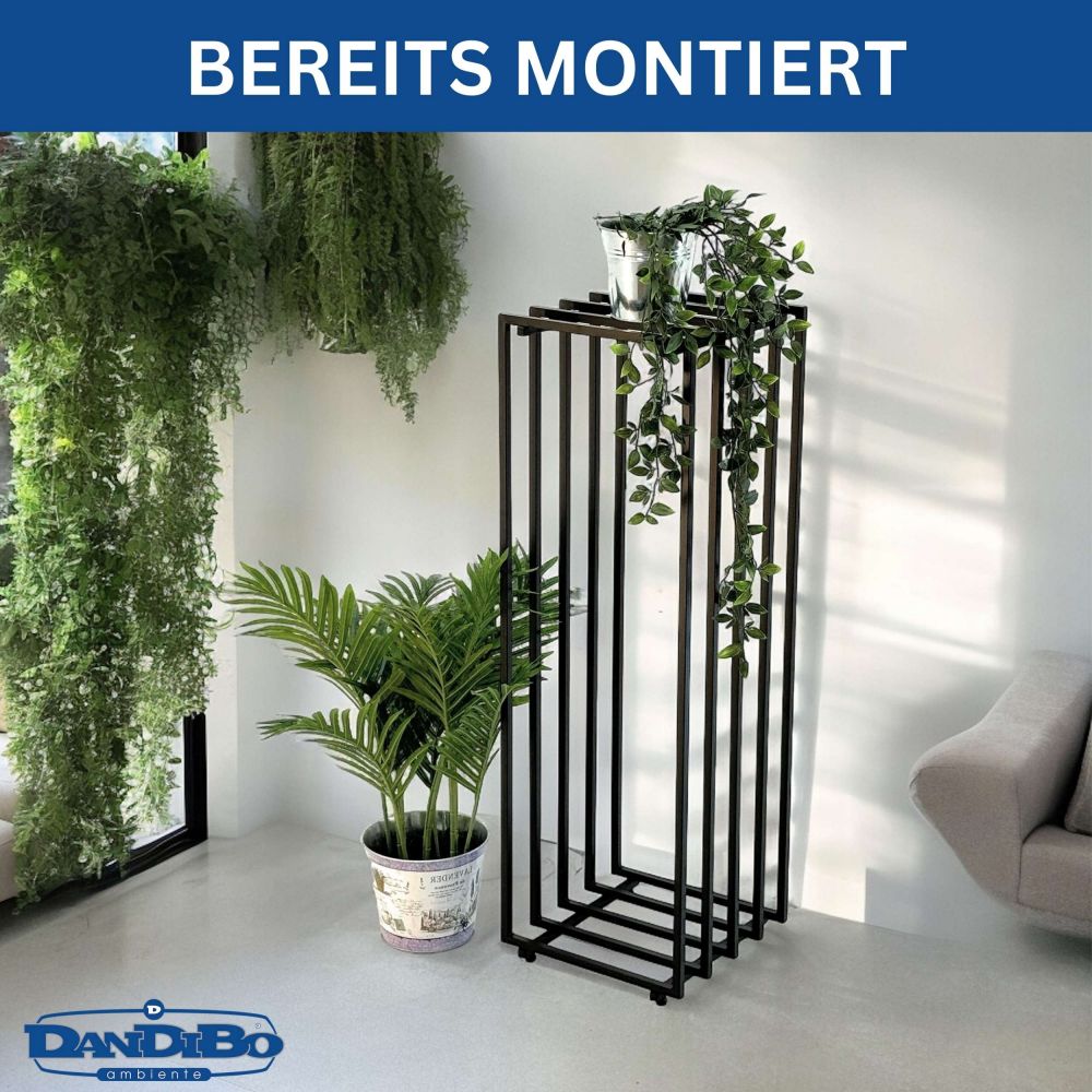 DanDiBo Blumenständer Metall Schwarz Eckig 96609 Pflanzenständer Beistelltisch Modern Design Innen Outdoor