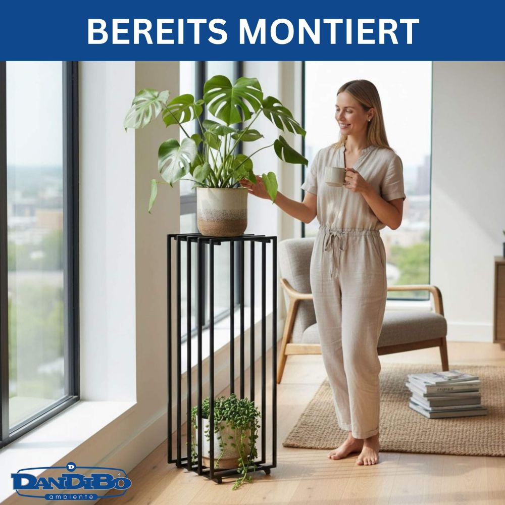 DanDiBo Flower Stand Metal Black Square 96609 Plant Stand Side Table Modern Design Indoor Outdoor