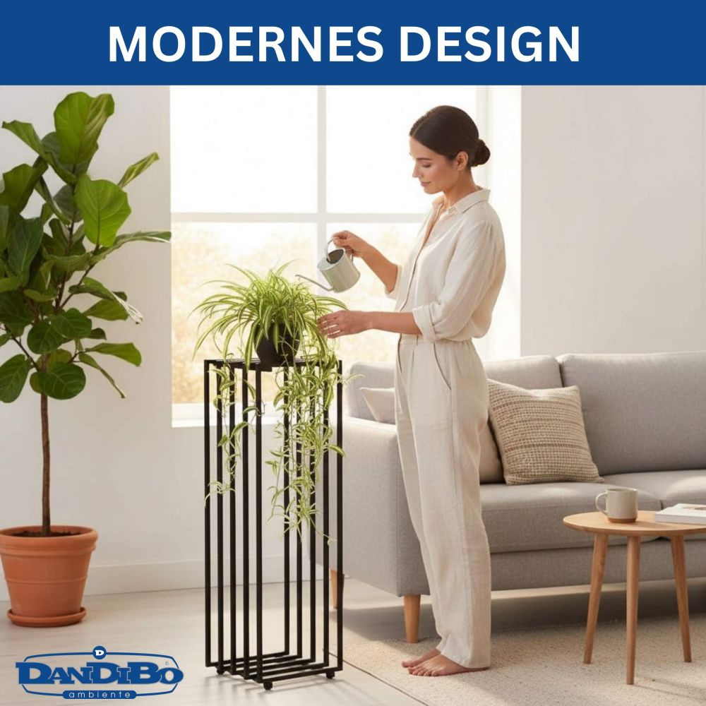 DanDiBo Flower Stand Metal Black Square 96609 Plant Stand Side Table Modern Design Indoor Outdoor
