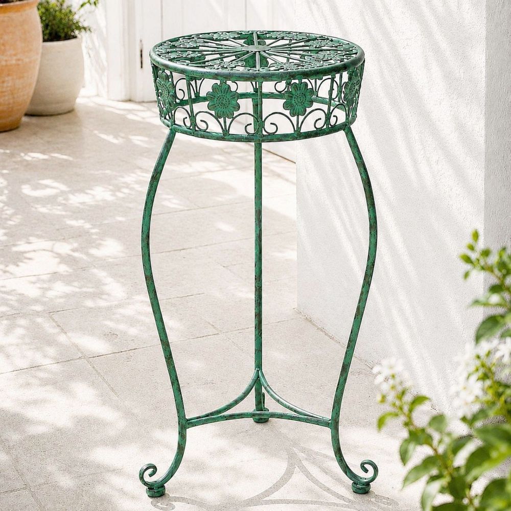 DanDiBo Metal Flower Stand Black / Green Round 96008 Plant Stand 75 cm Flower Stool Side Table Plant Pedestal Plant Stool