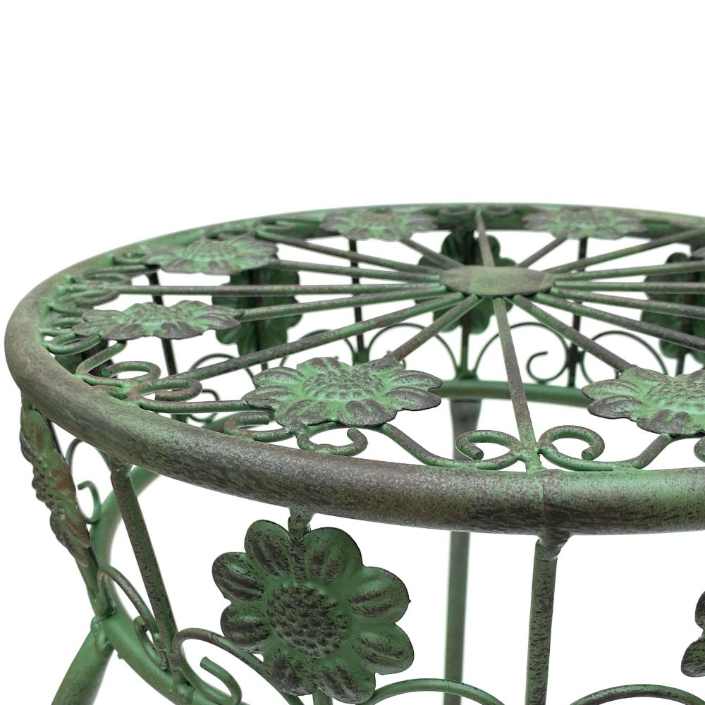 DanDiBo Metal Flower Stand Black / Green Round 96008 Plant Stand 75 cm Flower Stool Side Table Plant Pedestal Plant Stool