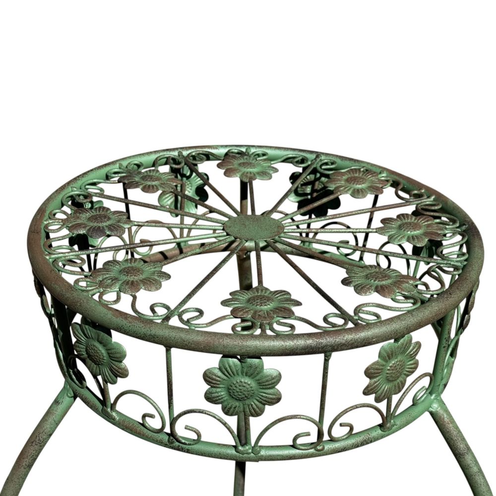 DanDiBo Metal Flower Stand Black / Green Round 96008 Plant Stand 75 cm Flower Stool Side Table Plant Pedestal Plant Stool