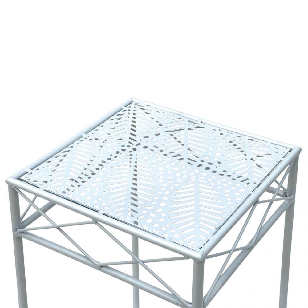 DanDiBo Flower Stand Metal White Square 96314 Set of 3 Plant Stand Flower Stool Side Table Flower Column Modern Plant Stool
