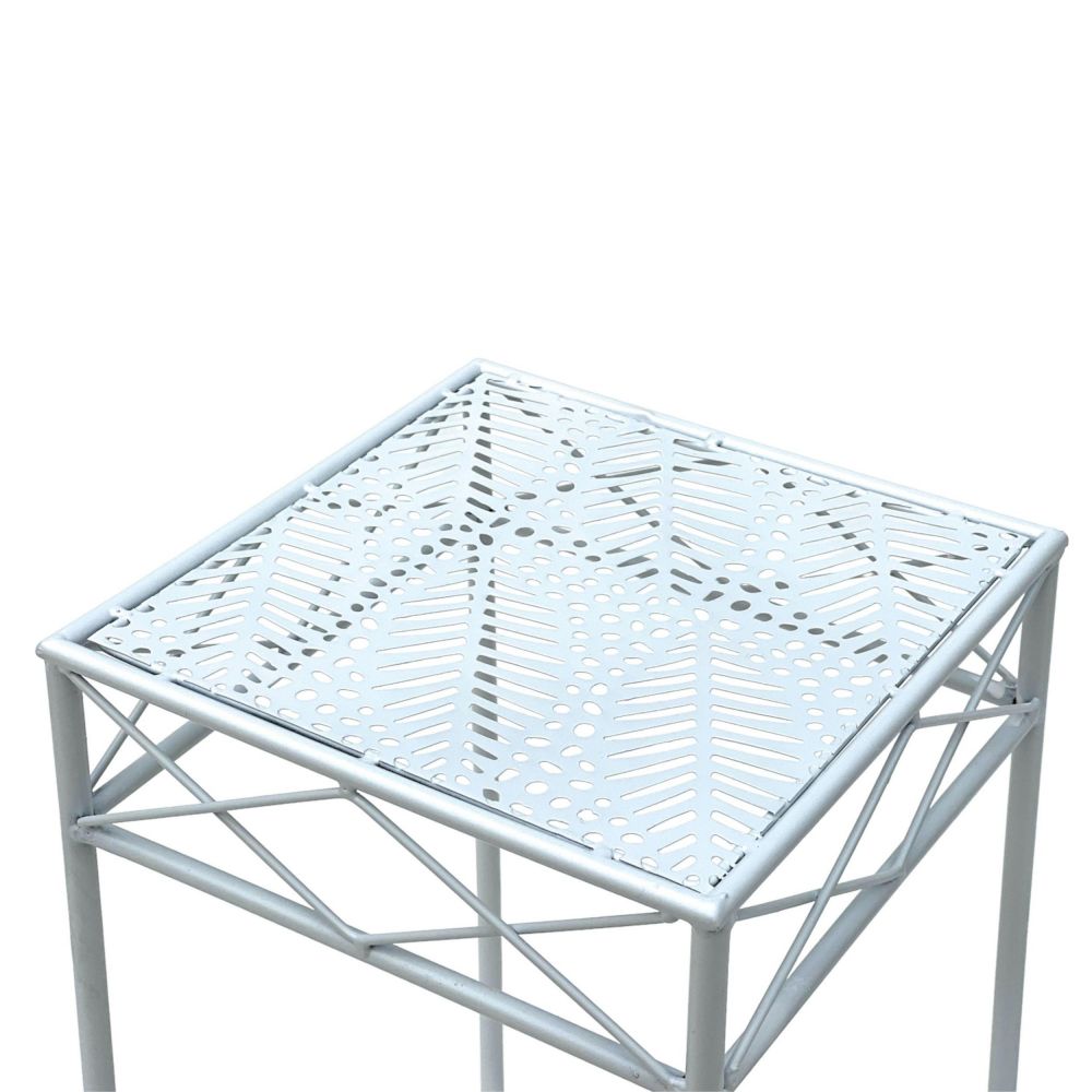 DanDiBo Blumenständer Metall Weiss Eckig 96314 L 70 cm Pflanzenständer Blumenhocker Beistelltisch Blumensäule Modern Pflanzenhocker