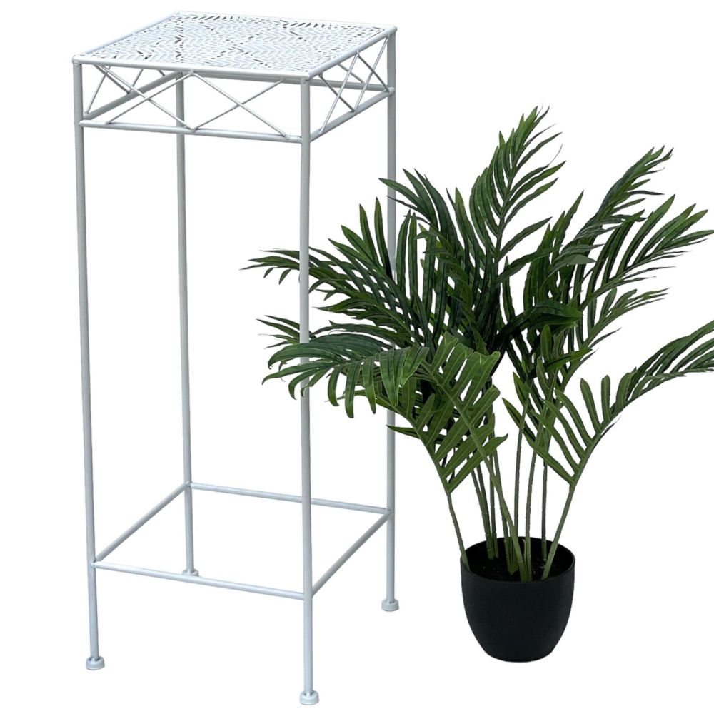 DanDiBo Blumenständer Metall Weiss Eckig 96314 L 70 cm Pflanzenständer Blumenhocker Beistelltisch Blumensäule Modern Pflanzenhocker