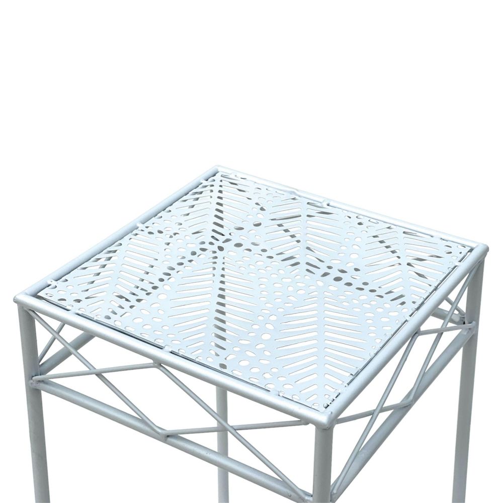 DanDiBo Metal Plant Stand White Square 96314 M 60 cm Flower Stand Plant Stool Side Table Flower Column Modern Plant Holder