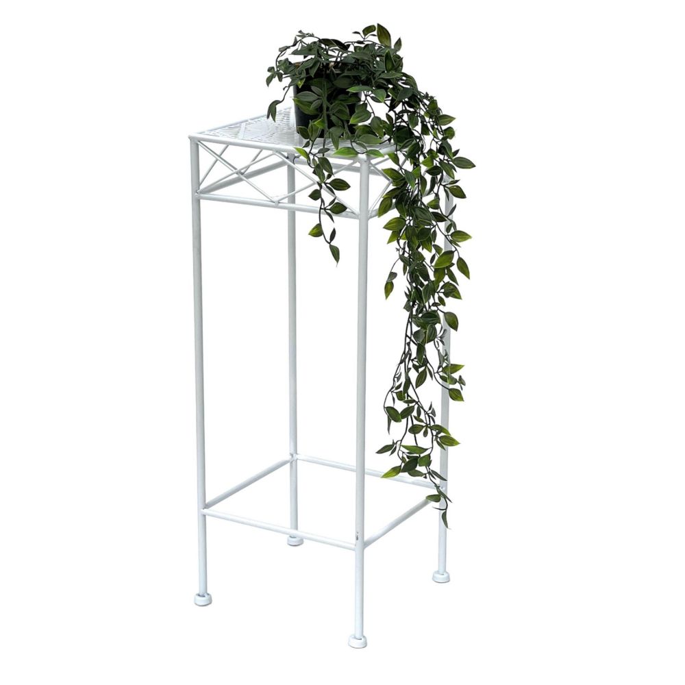 DanDiBo Blumenständer Metall Weiss Eckig 96314 S 50 cm Pflanzenständer Blumenhocker Beistelltisch Blumensäule Modern Pflanzenhocker