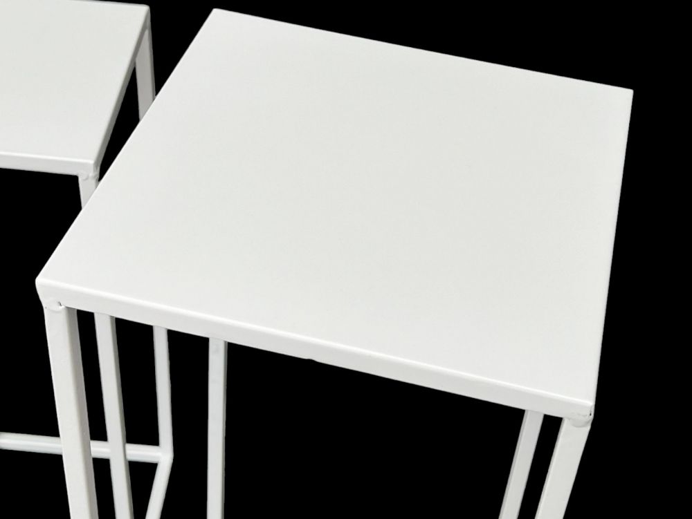 DanDiBo Blumenständer Metall Weiss Eckig 96482 2er Set Pflanzenständer Blumenhocker Beistelltisch Blumensäule Modern Pflanzenhocker