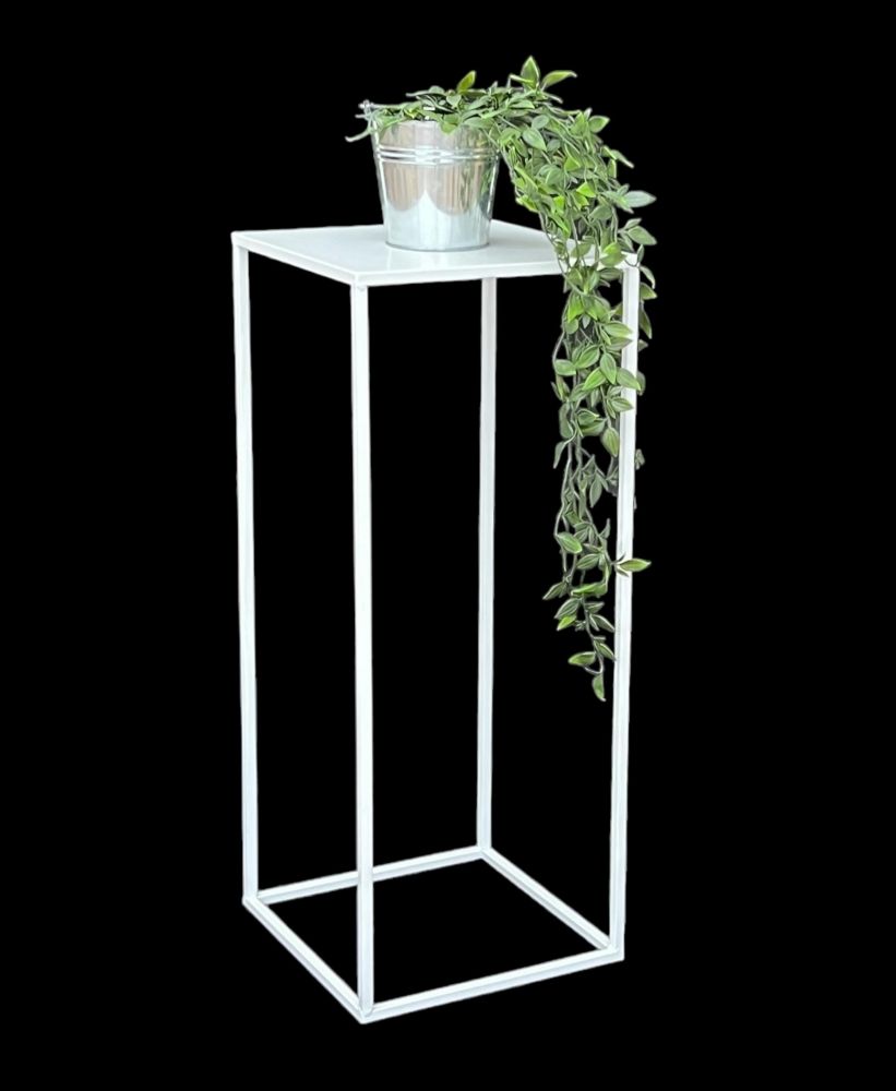 DanDiBo Blumenständer Metall Weiss Eckig 96482 L Pflanzenständer 70 cm Blumenhocker Beistelltisch Blumensäule Modern Pflanzenhocker