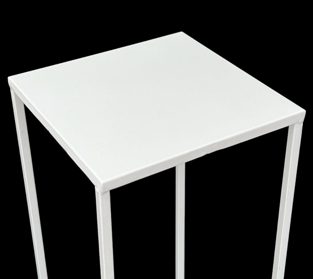 DanDiBo Square Metal Plant Stand White 96482 M 60 cm Plant Holder Plant Stool Side Table Flower Pedestal Modern Plant Stool