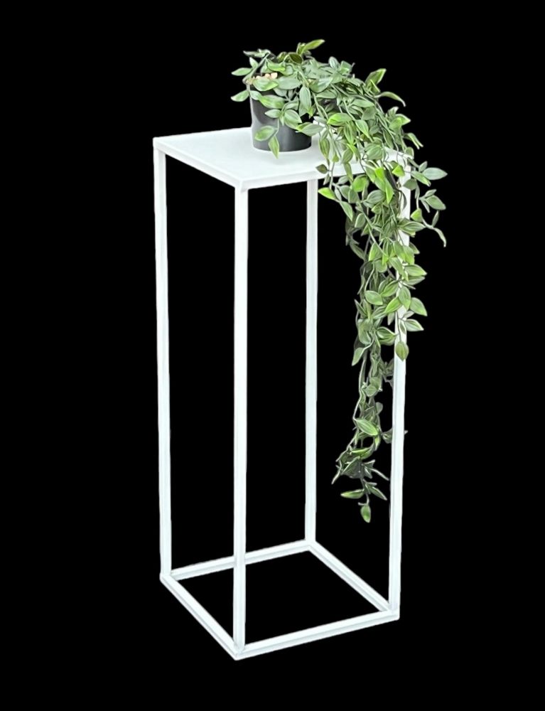 DanDiBo Square Metal Plant Stand White 96482 M 60 cm Plant Holder Plant Stool Side Table Flower Pedestal Modern Plant Stool