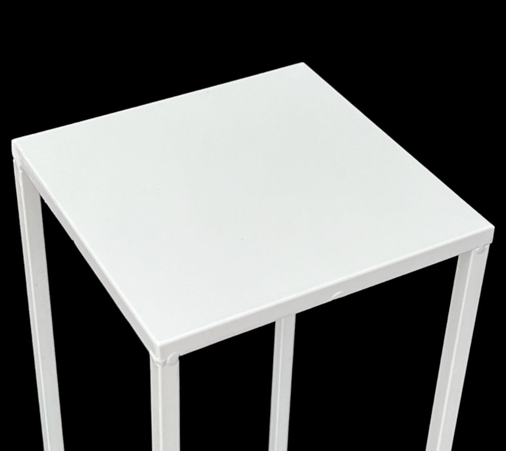 DanDiBo Metal Plant Stand White Square 96482 S Plant Holder 50 cm Flower Stool Side Table Flower Pedestal Modern Plant Stool