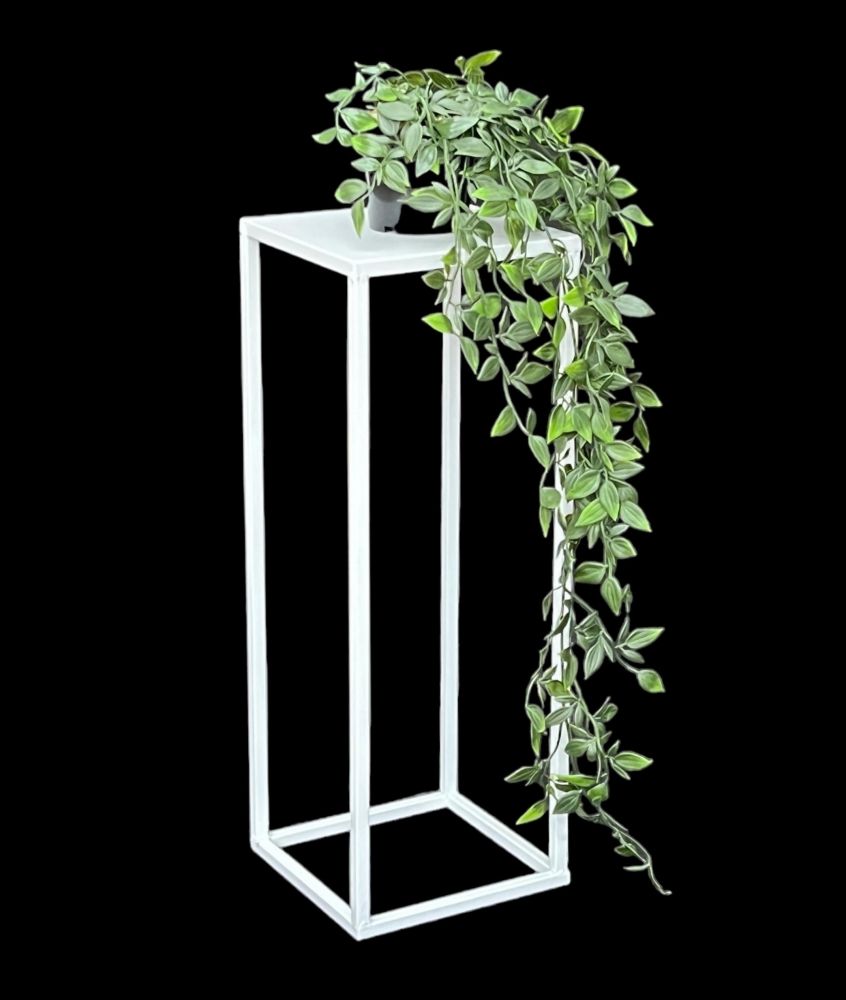 DanDiBo Metal Plant Stand White Square 96482 S Plant Holder 50 cm Flower Stool Side Table Flower Pedestal Modern Plant Stool