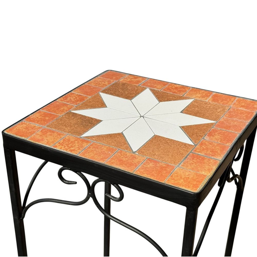DanDiBo Mosaic Flower Stand Square 12012 L Plant Stand for Outdoor Use Flower Stool Outdoor Side Table Plant Stool