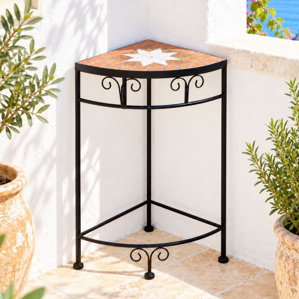DanDiBo Mosaic Flower Stand Square 12013 M Plant Stand for Outdoor Use 52 cm Flower Stool Outdoor Side Table Plant Stool