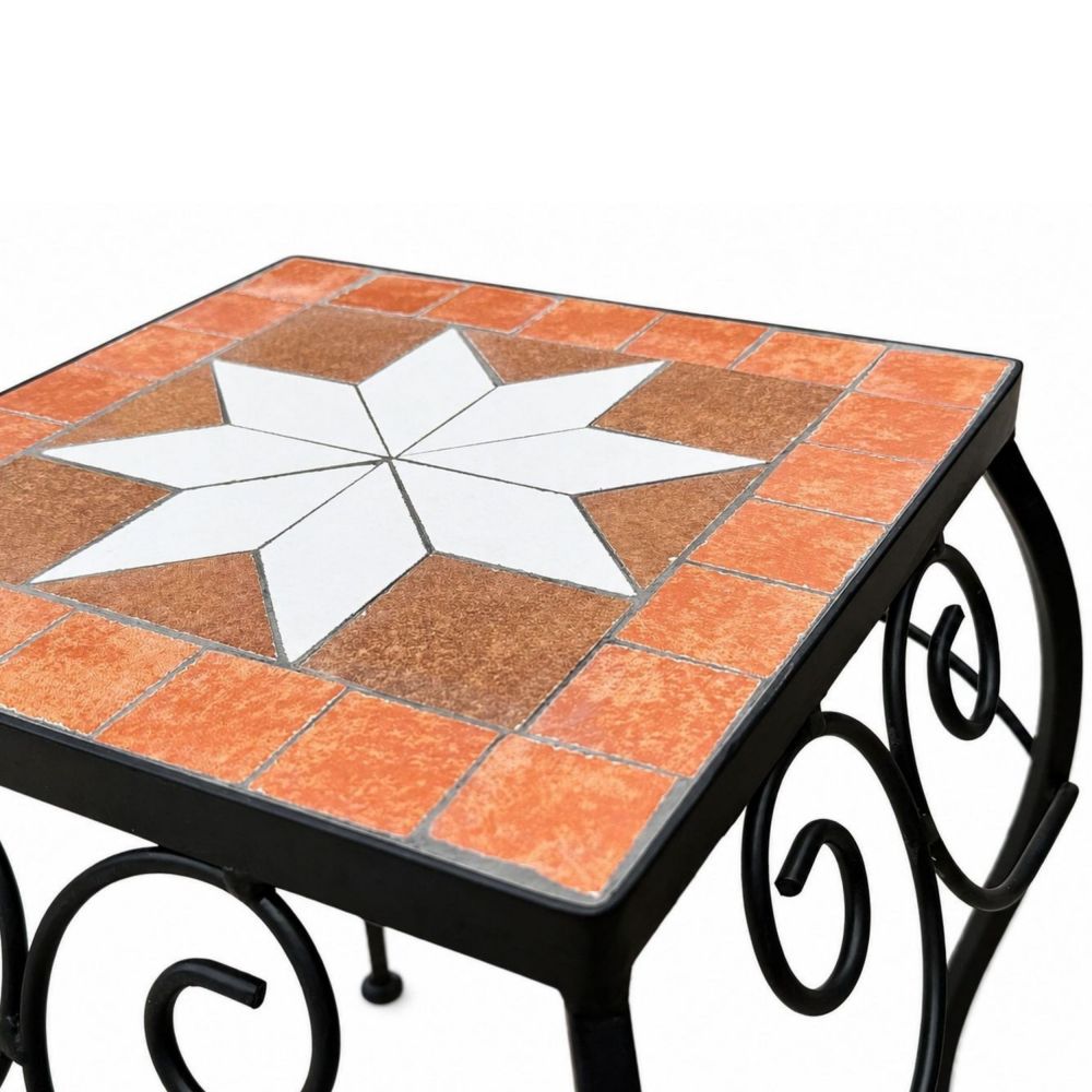 DanDiBo Mosaic Plant Stand Square Set of 3 12015 Plant Stand for Outdoor Use Flower Stool Outdoor Side Table Plant Stool